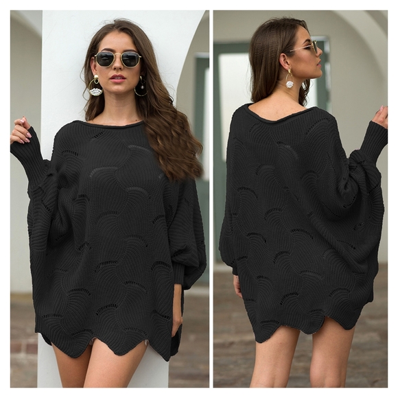 Blue Openwork Knit Top - Picture 6 of 11